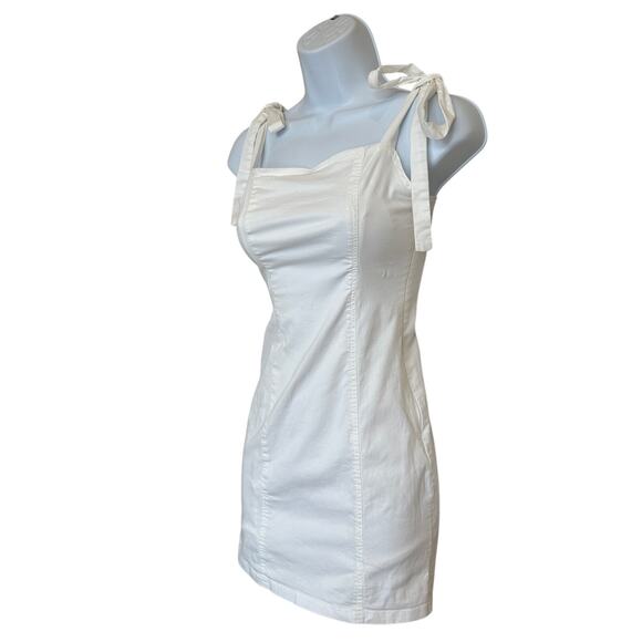 Superdown White Cotton Tie Strap Mini Dress SMALL Bodycon Romantic $88 NEW - Picture 5 of 8